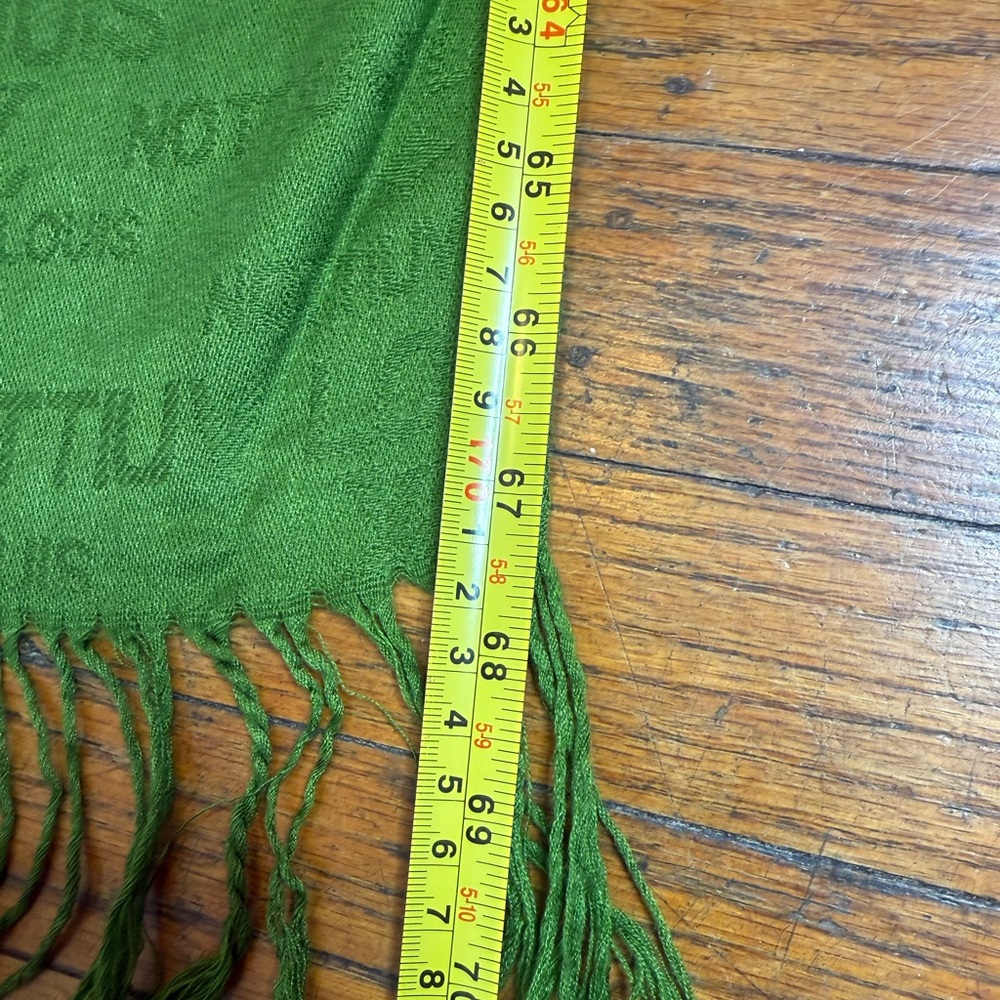 Louis Vuitton Scarf Shawl Wrap LV Monogram Fringe Green 67.5X26 Inches - Picture 13 of 15